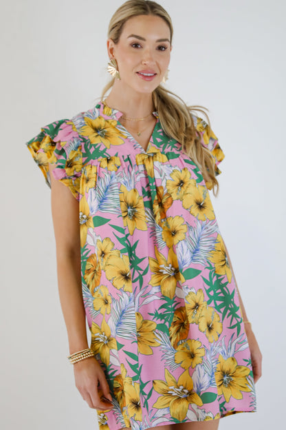 Up To Fate Pink Floral Mini Dress