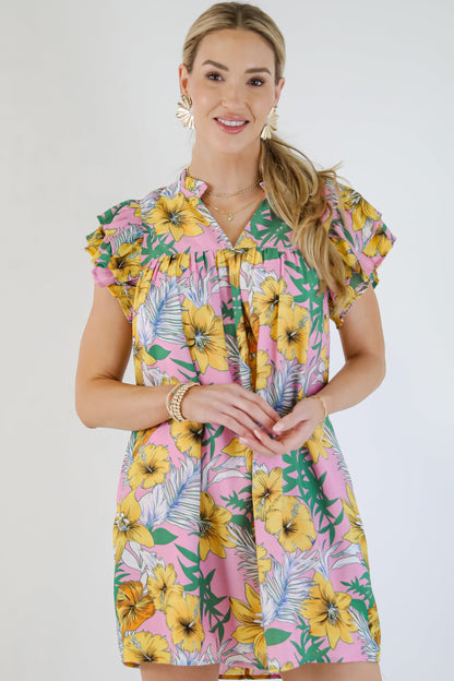 Up To Fate Pink Floral Mini Dress