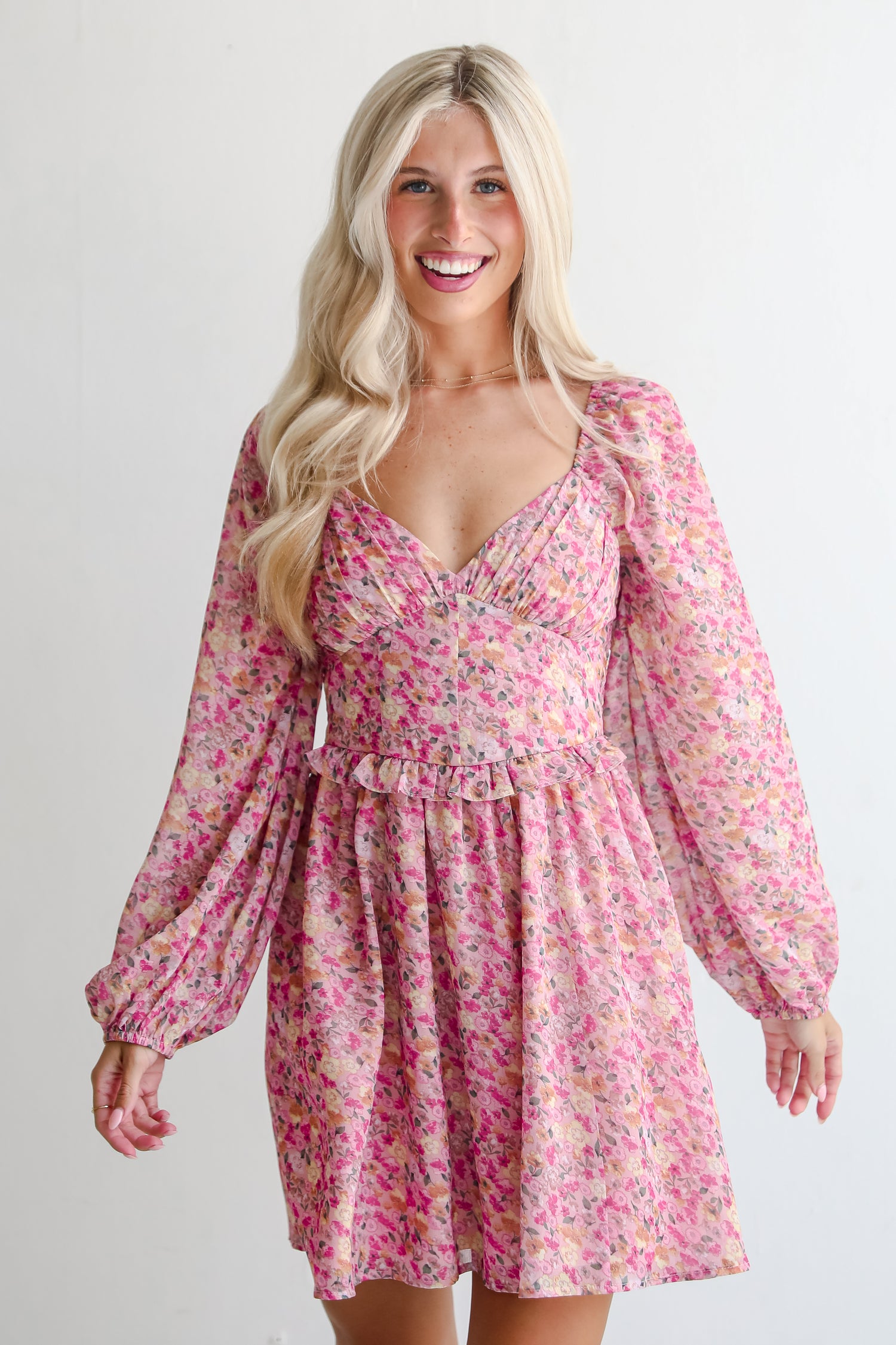 Posh Option Blush Floral Mini Dress