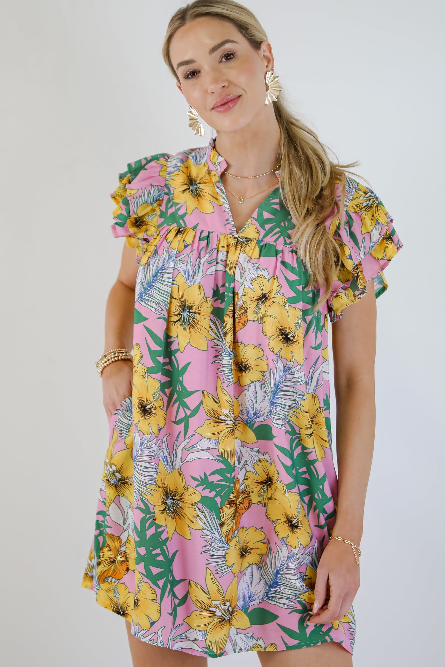 Up To Fate Pink Floral Mini Dress