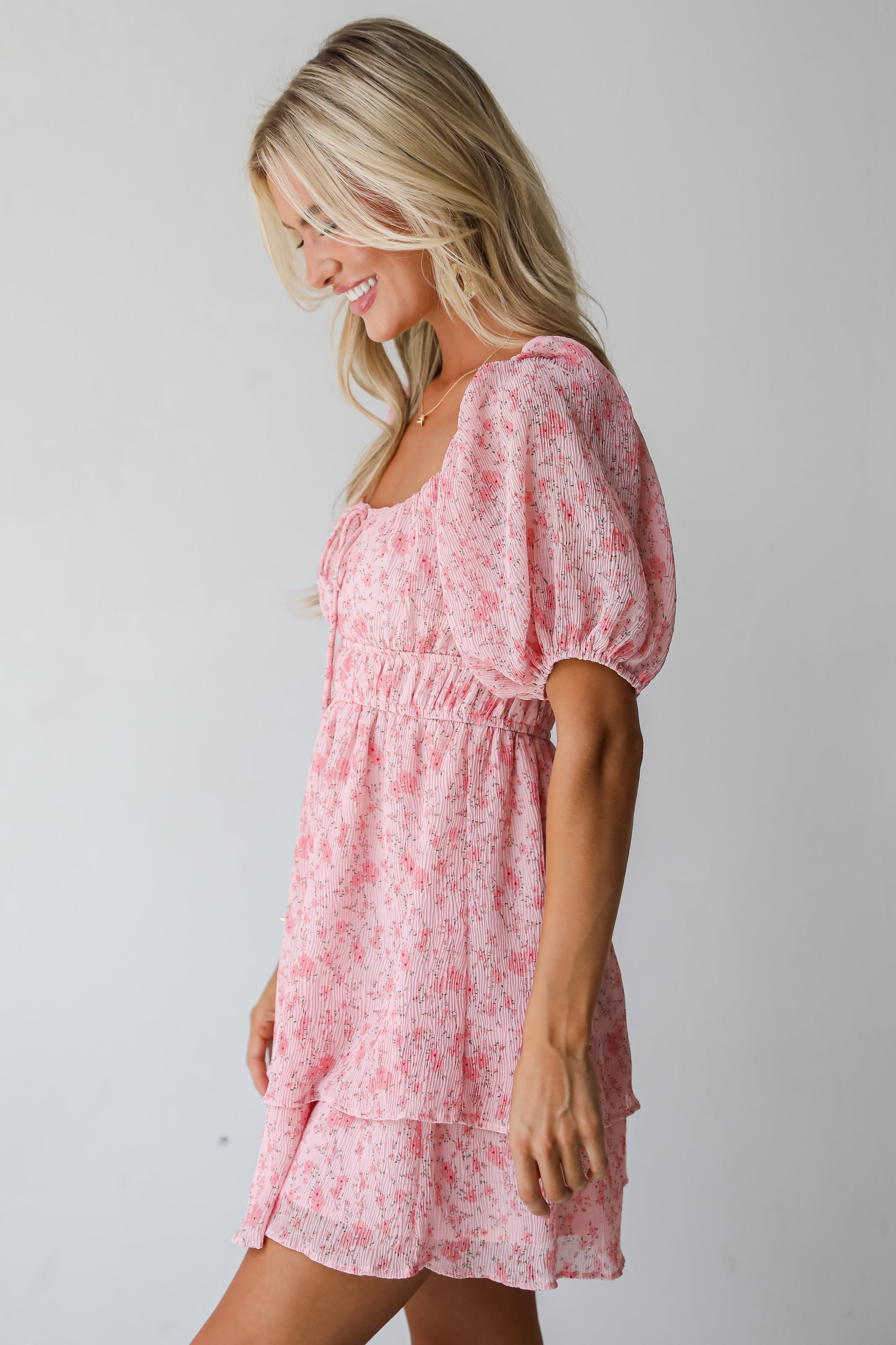 Curated Style Blush Floral Mini Dress