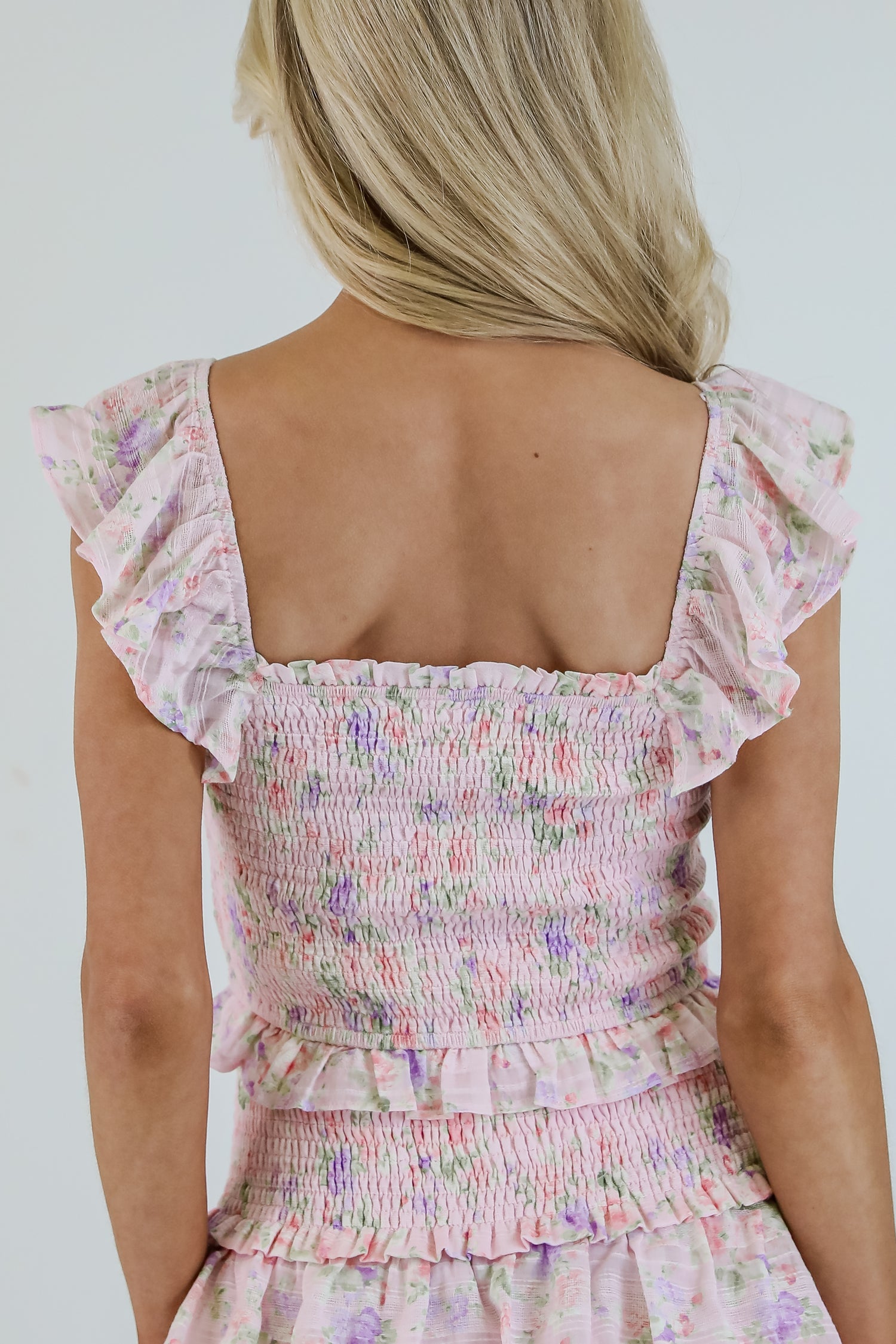 Feeling Connected Pink Floral Smocked Top
