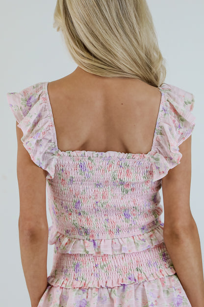 Feeling Connected Pink Floral Smocked Top