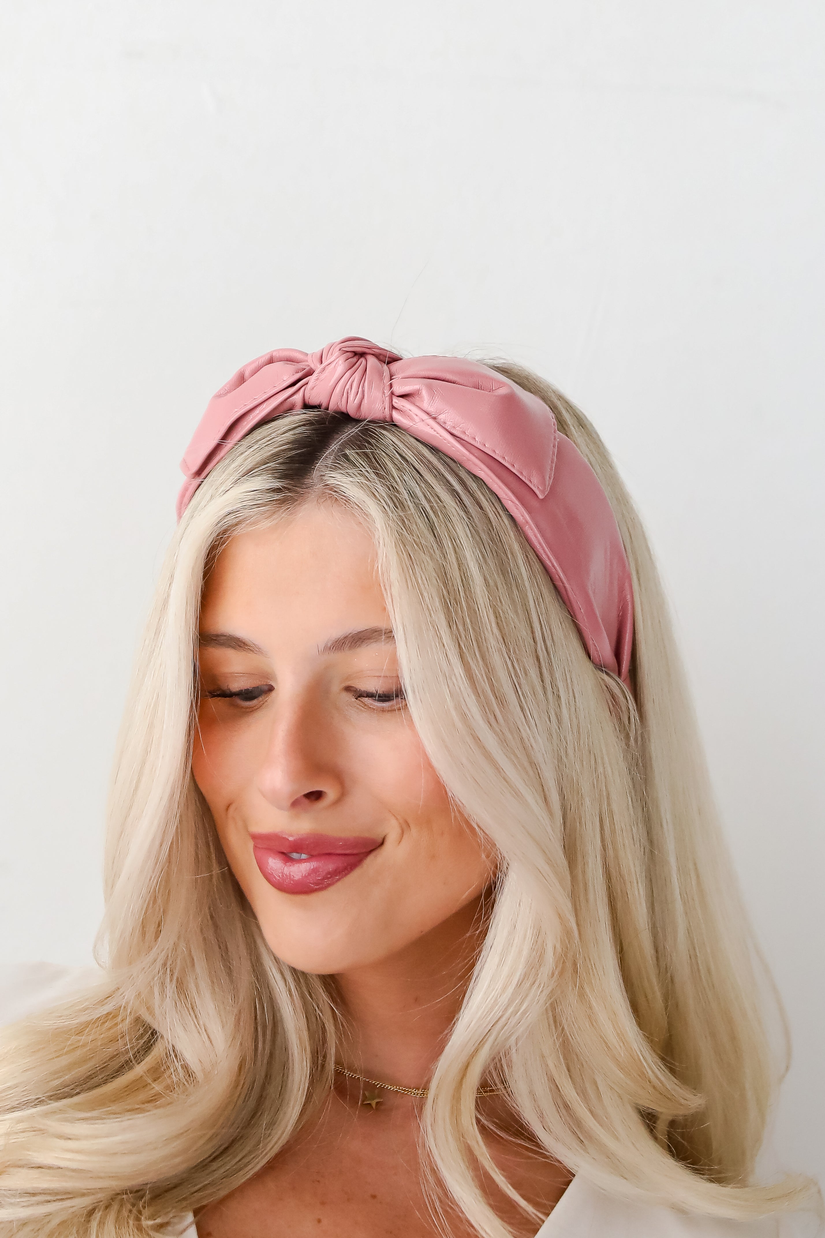 Poised Finish Leather Bow Headband