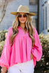 Pink Linen Babydoll Blouse