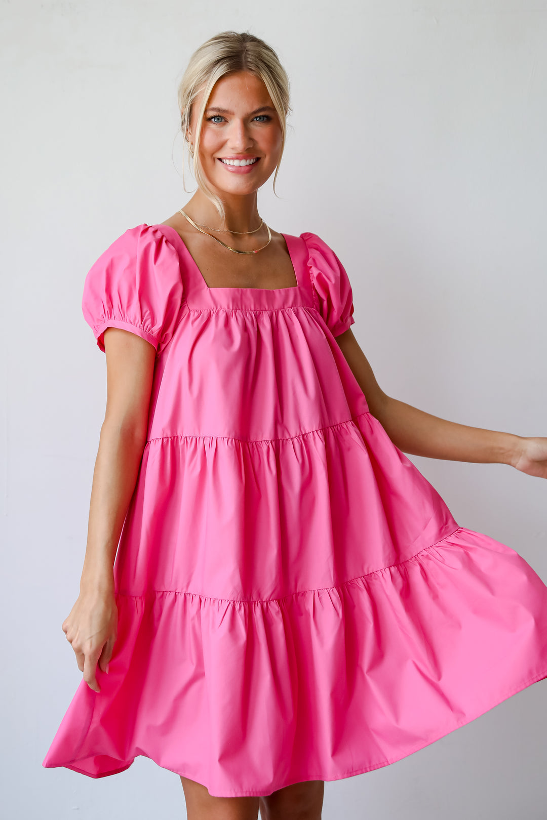 Sweetest Visionary Pink Tiered Mini Dress