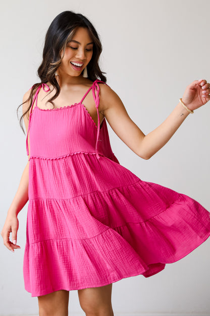 womens pink gauze dress