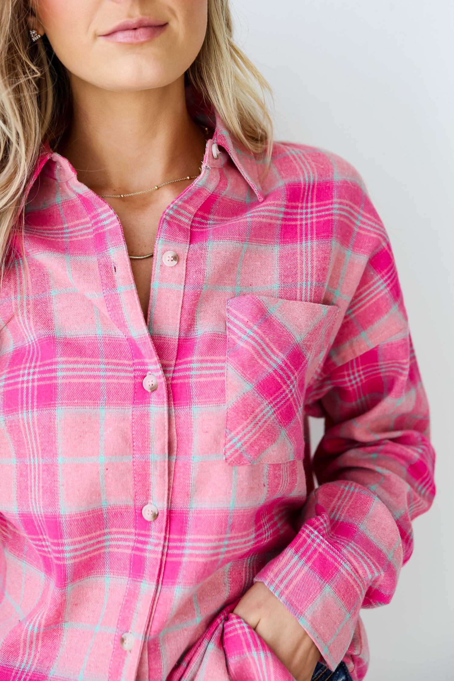 oversized pink flannel