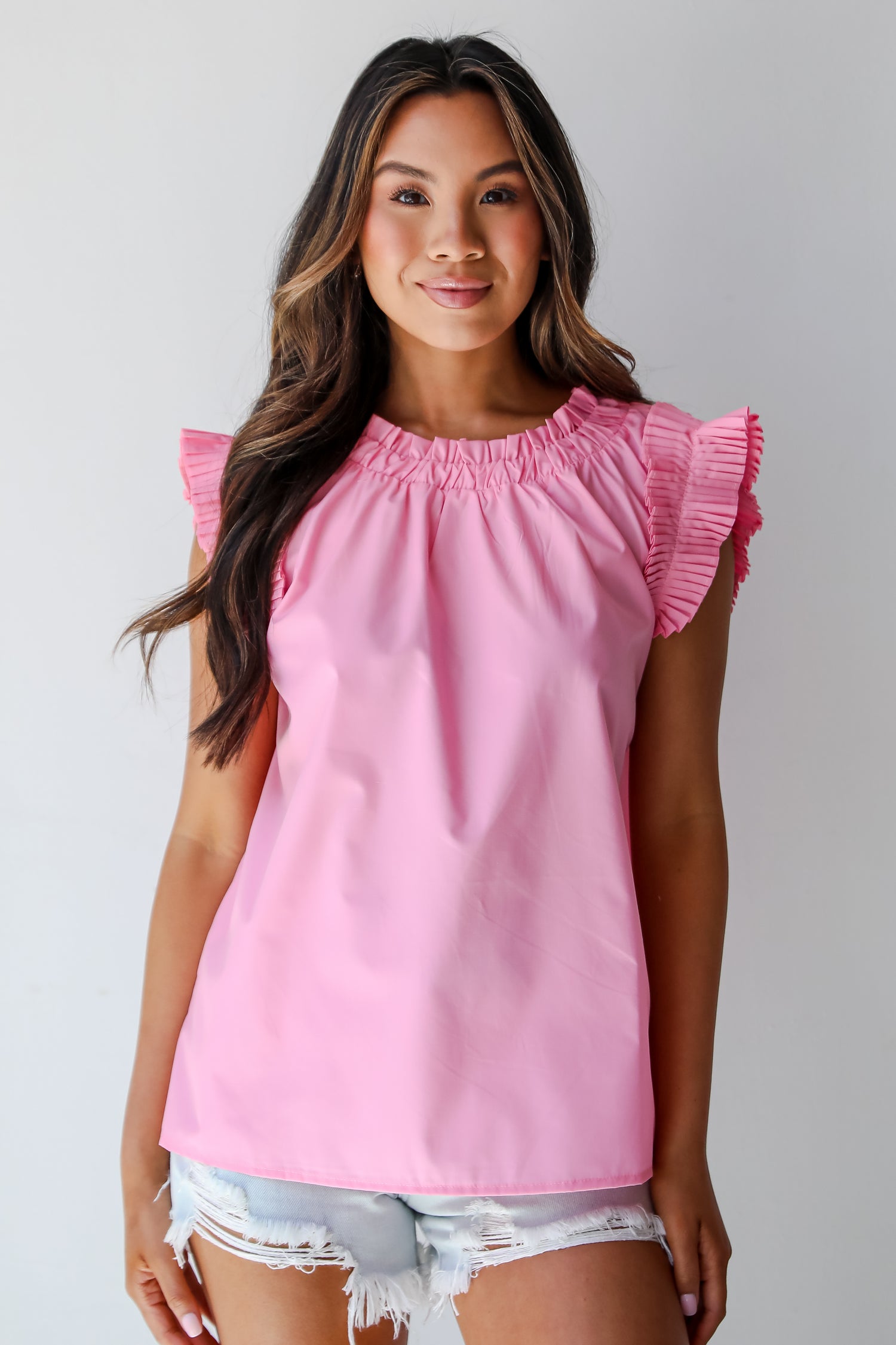 Pink Ruffle Blouse