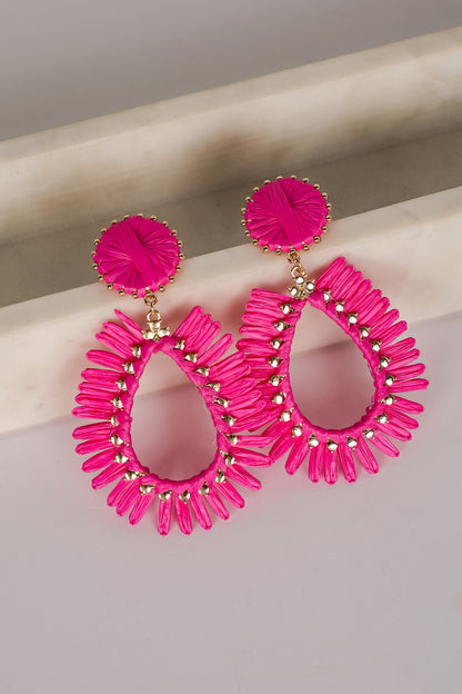 Bianca Pink Straw Statement Earrings