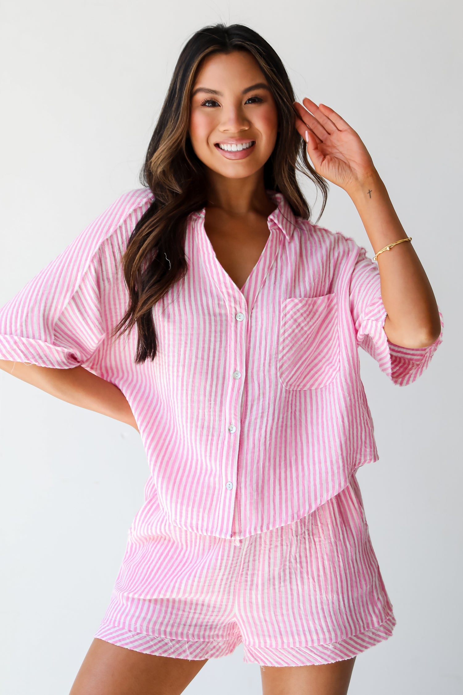 pink Seersucker Blouse