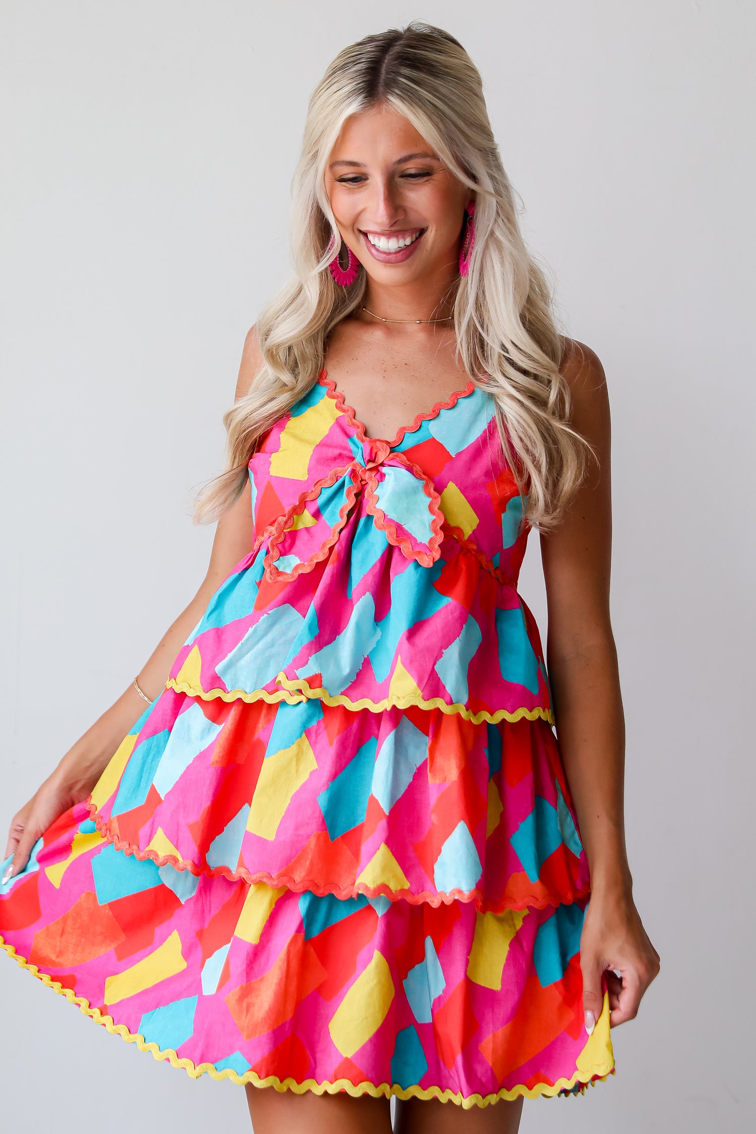 Cutest Character Pink Tiered Mini Dress