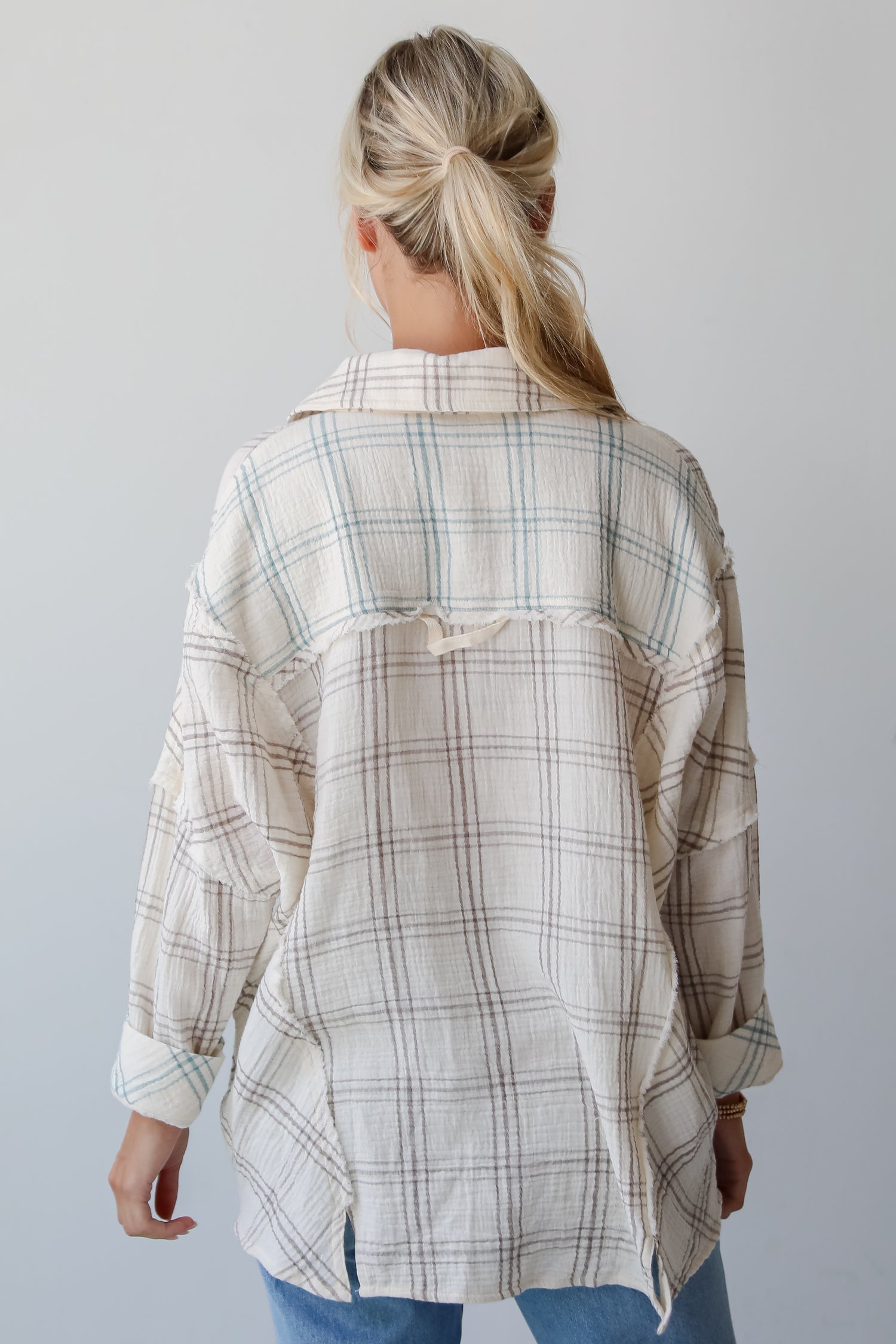 Playful Vibes Plaid Linen Button-Up Blouse