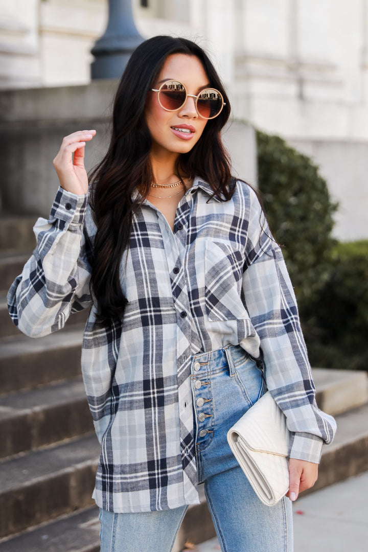 navy  Plaid Flannel