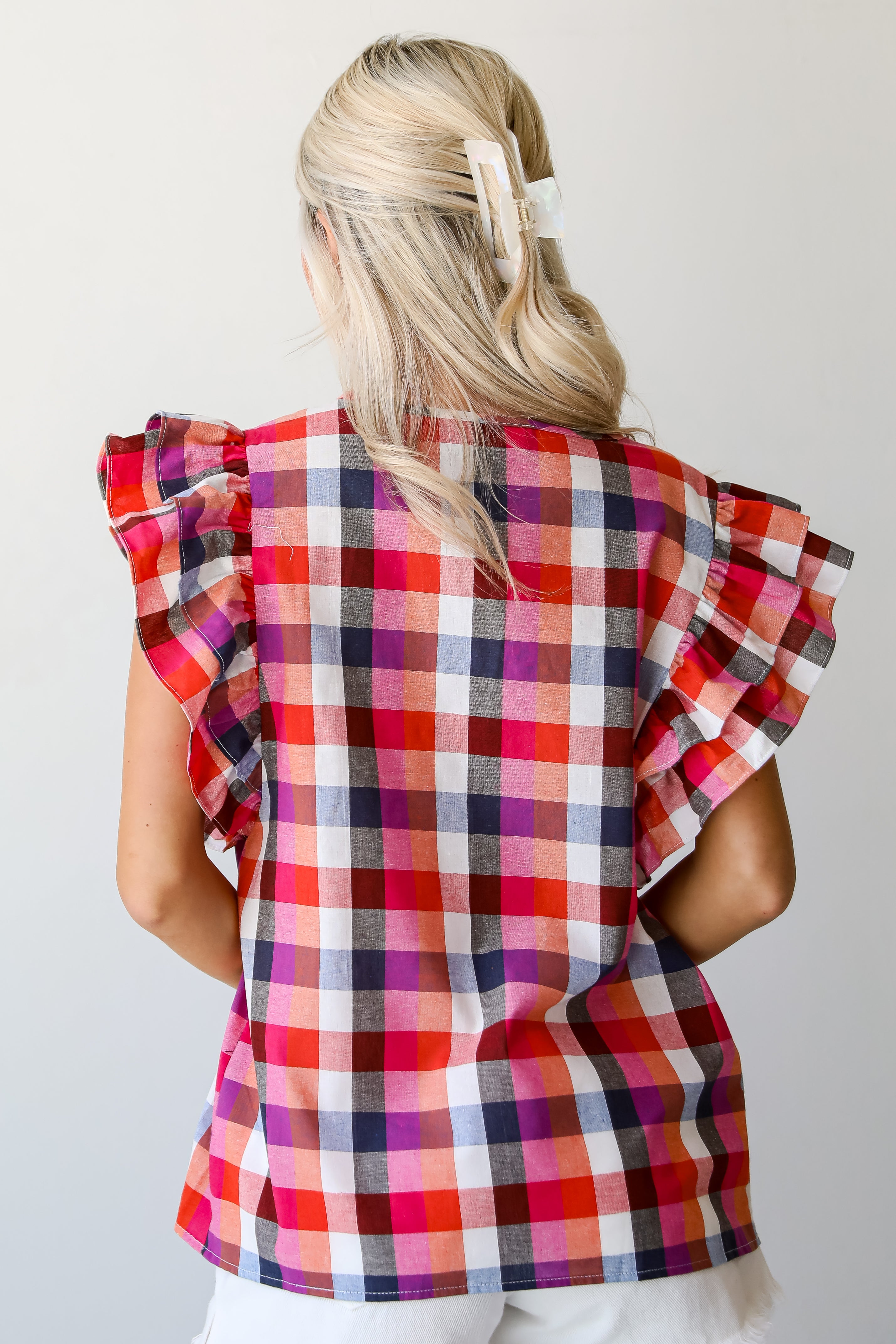 Fuchsia Plaid Blouse