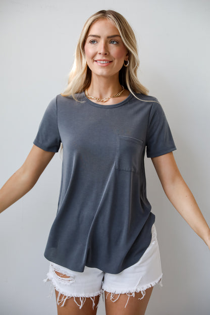 grey Pocket Tee