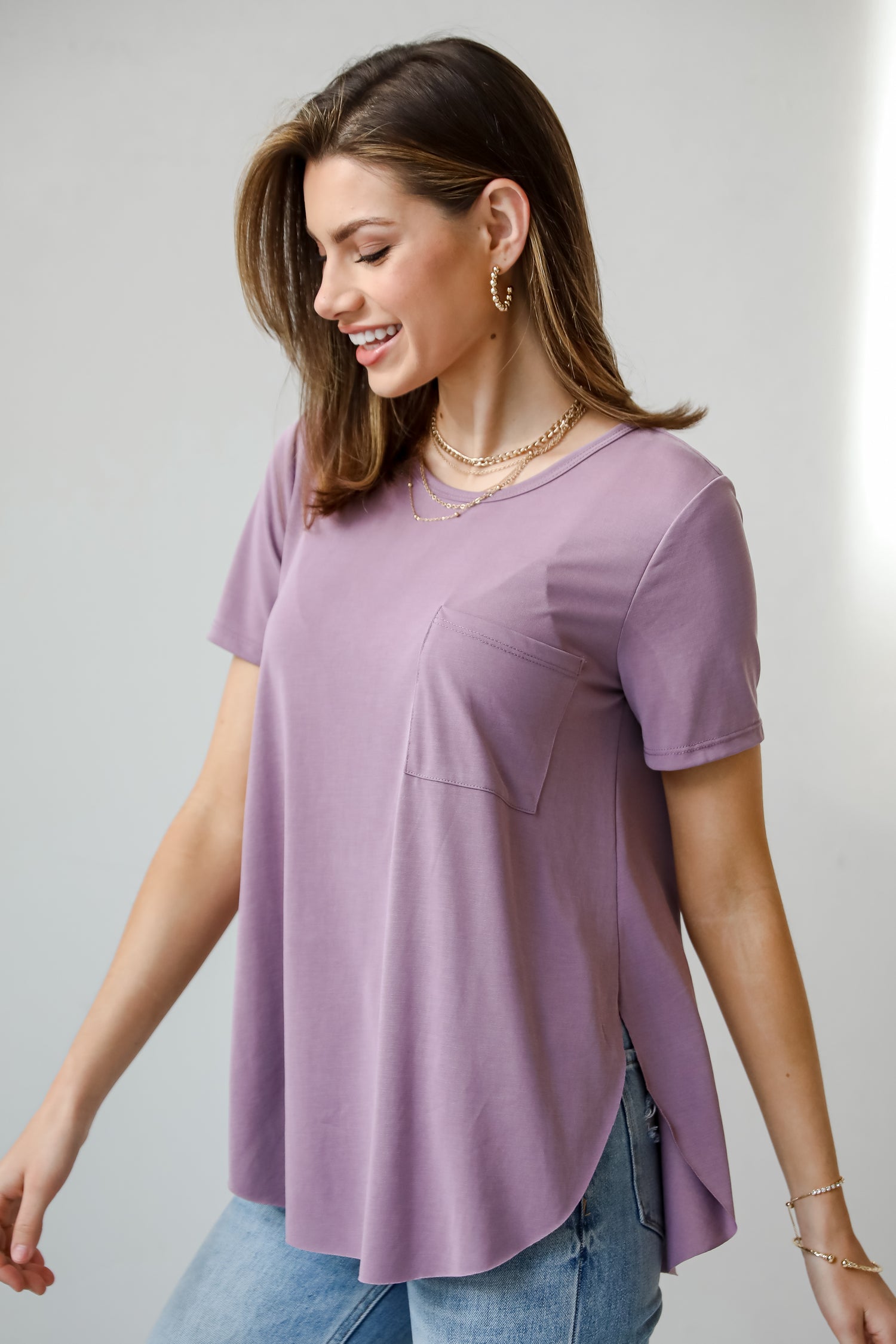 short sleeve lavender Pocket Tee