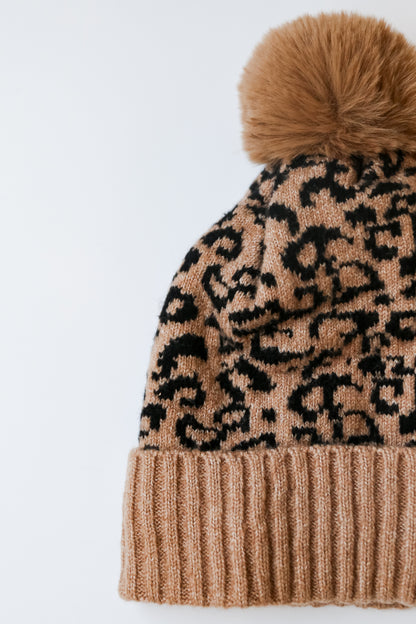 FINAL SALE - Adorably Cozy Leopard Pom Pom Beanie - DOORBUSTER