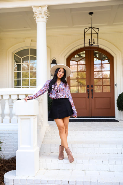 Certainly Flawless Purple Floral Blouse