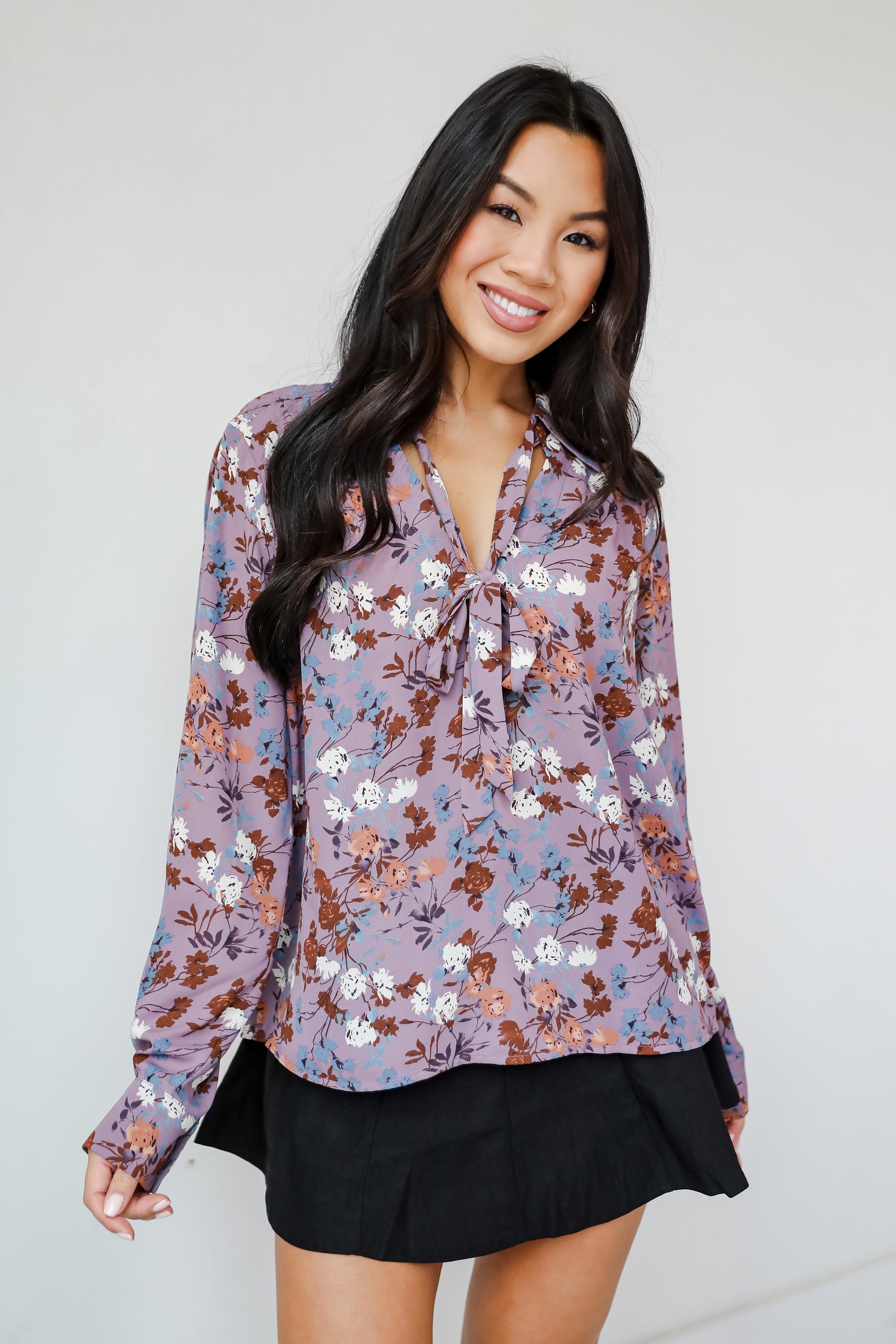 Certainly Flawless Purple Floral Blouse