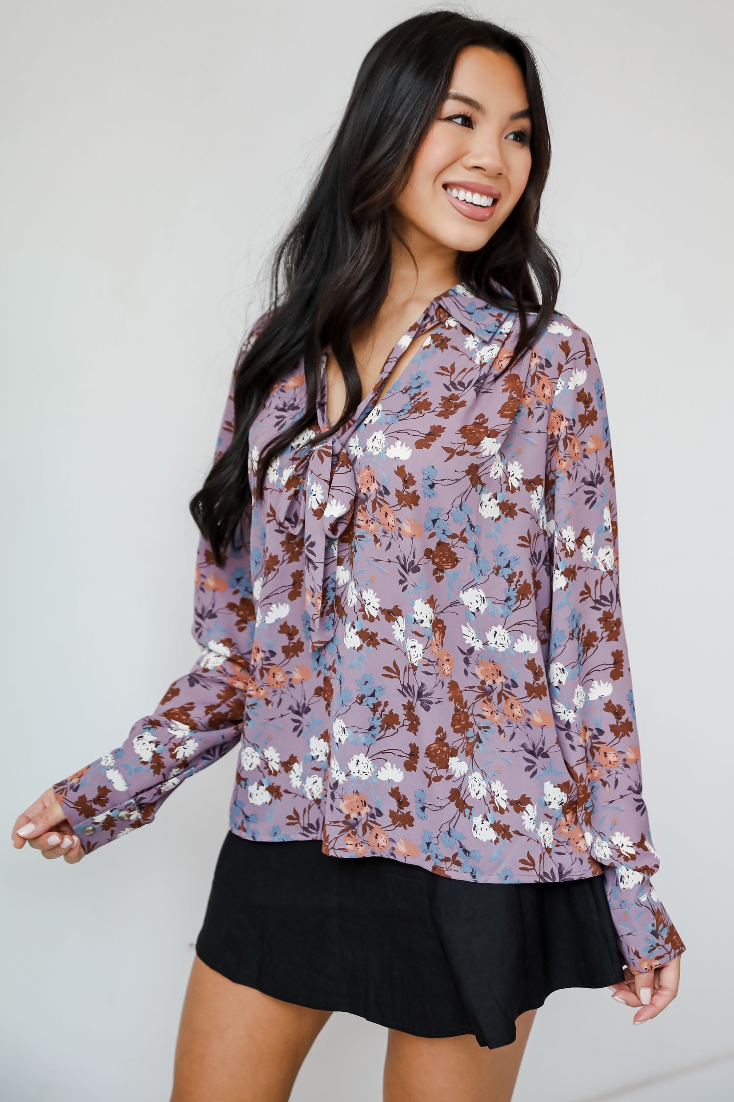 Certainly Flawless Purple Floral Blouse