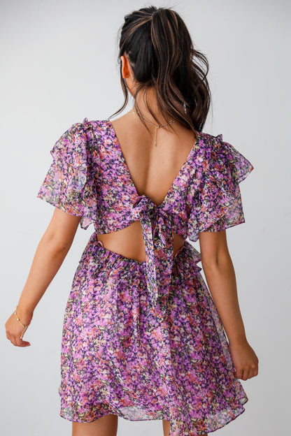 Purple Floral Mini Dress for women