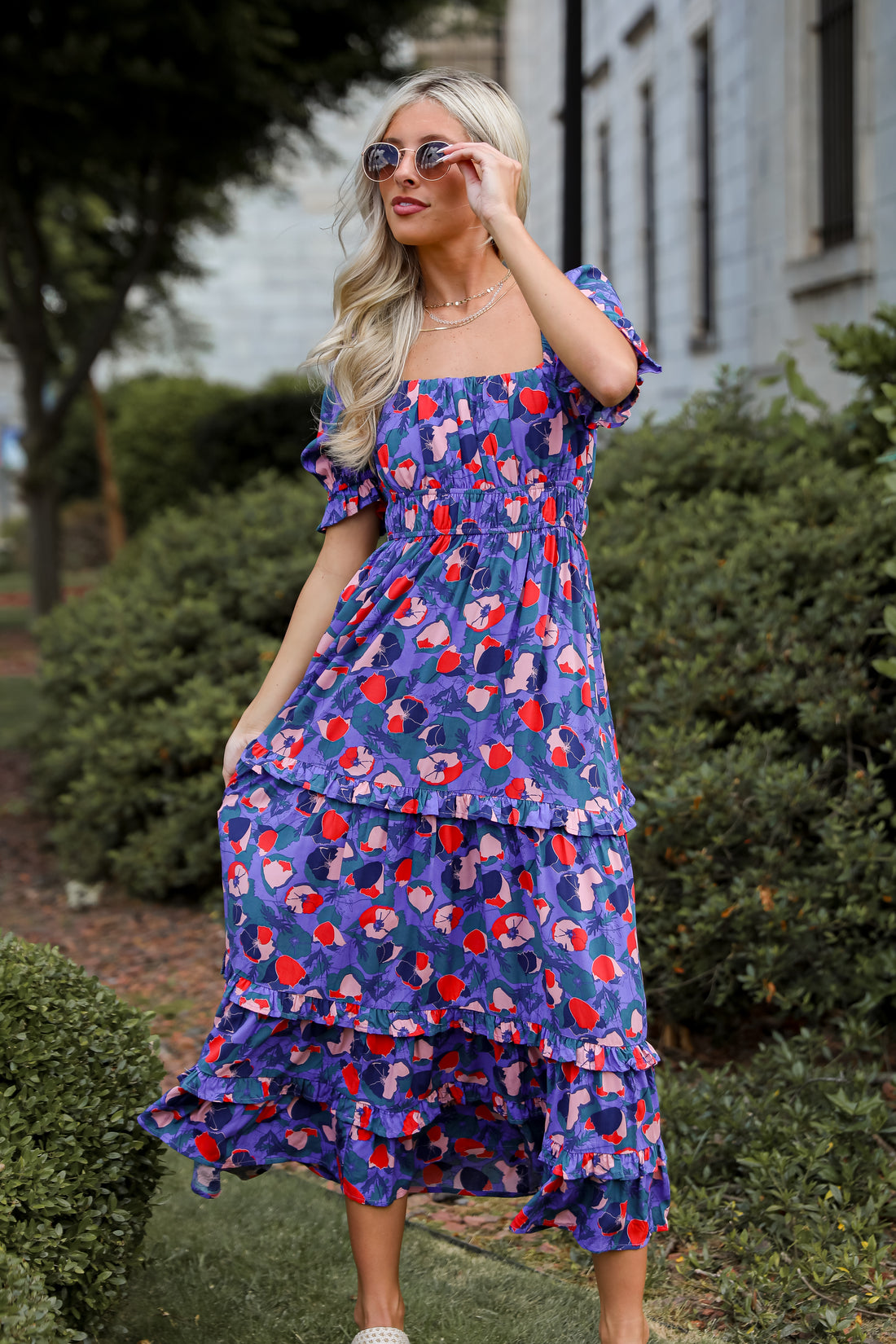 Wonderfully Sweet Purple Floral Maxi Dress