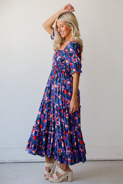 Wonderfully Sweet Purple Floral Maxi Dress