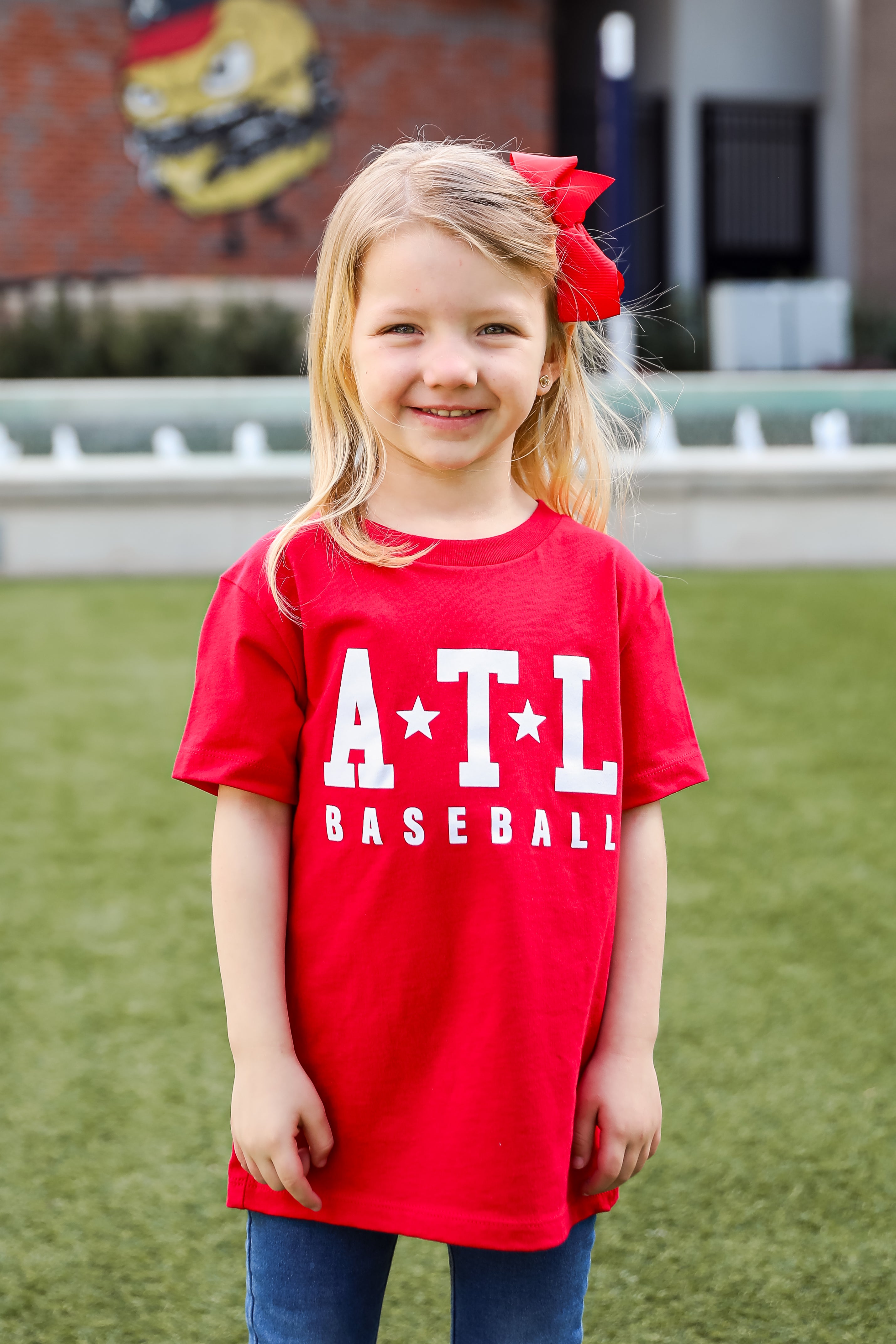 Youth Red ATL Star Baseball Tee