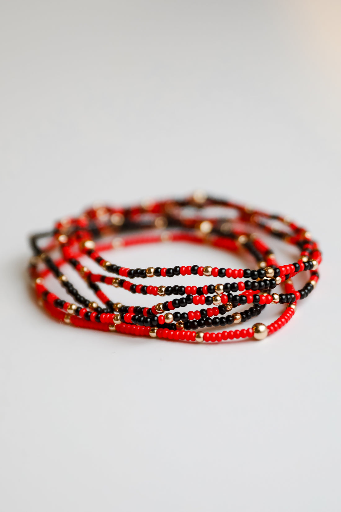 Audrey Red/Black Beaded Bracelet Set