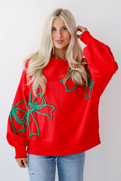 Red Bow Pullover