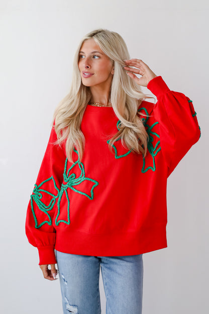 Red Bow Pullover