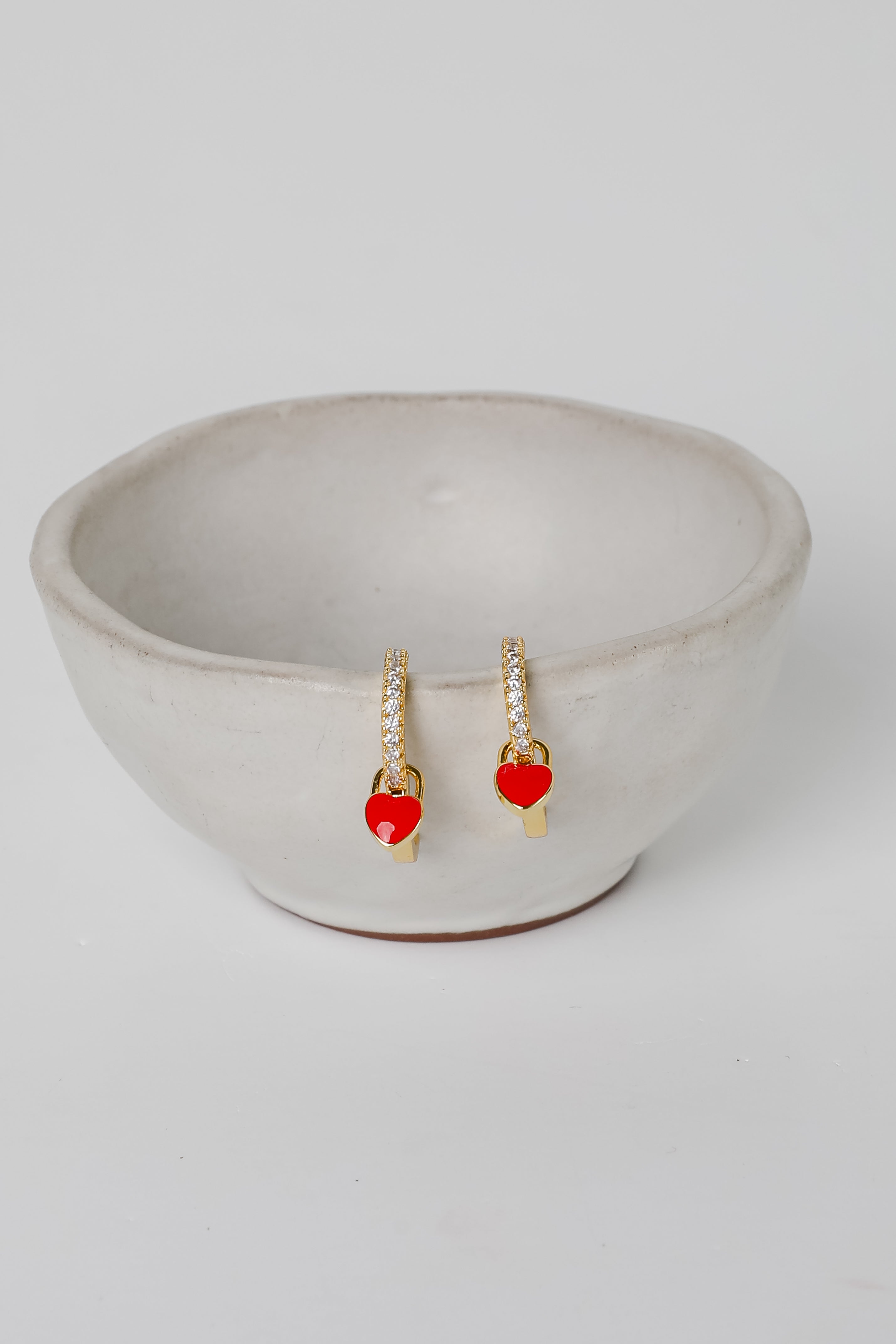 Riley Red Heart Charm Mini Hoop Earrings
