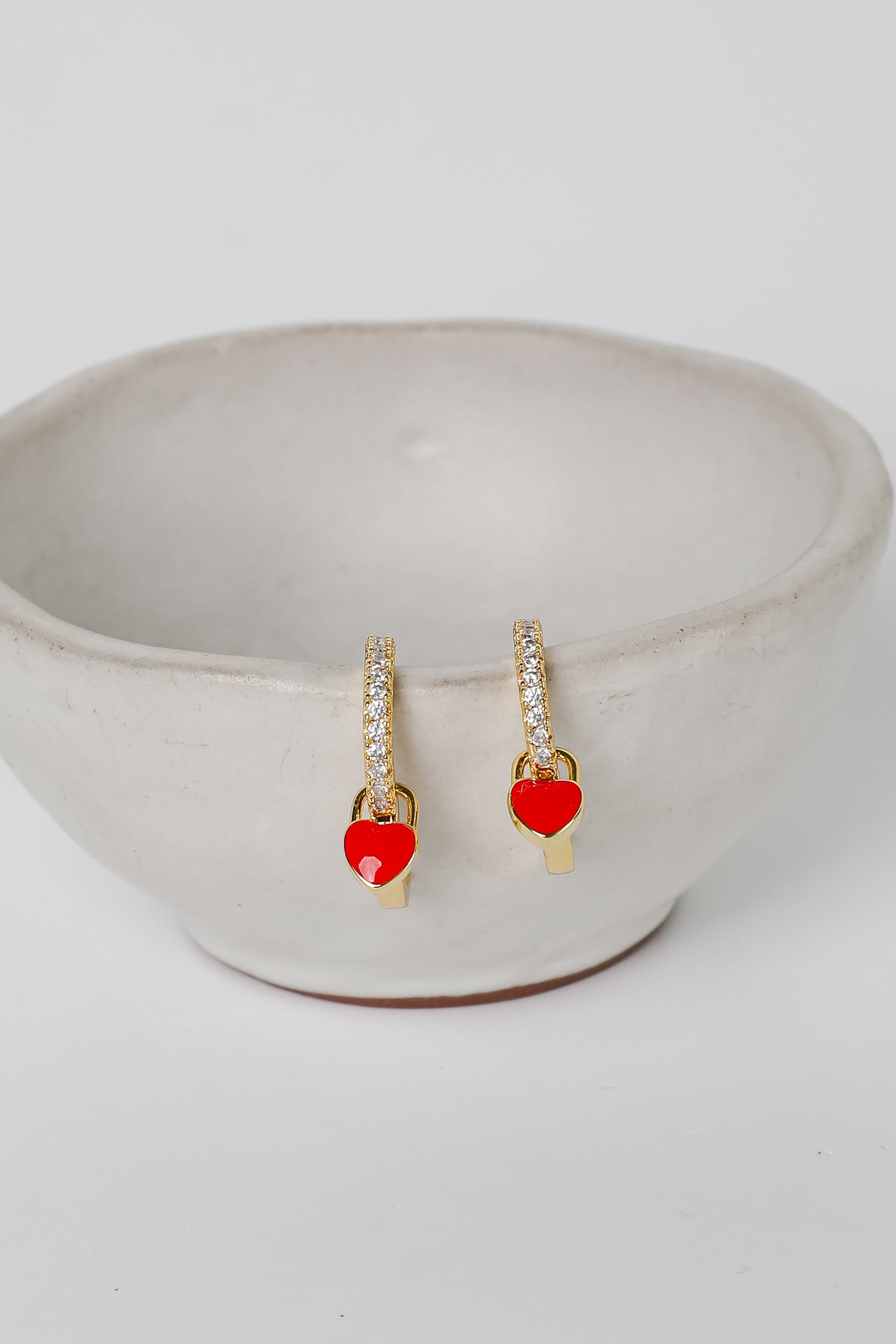Riley Red Heart Charm Mini Hoop Earrings