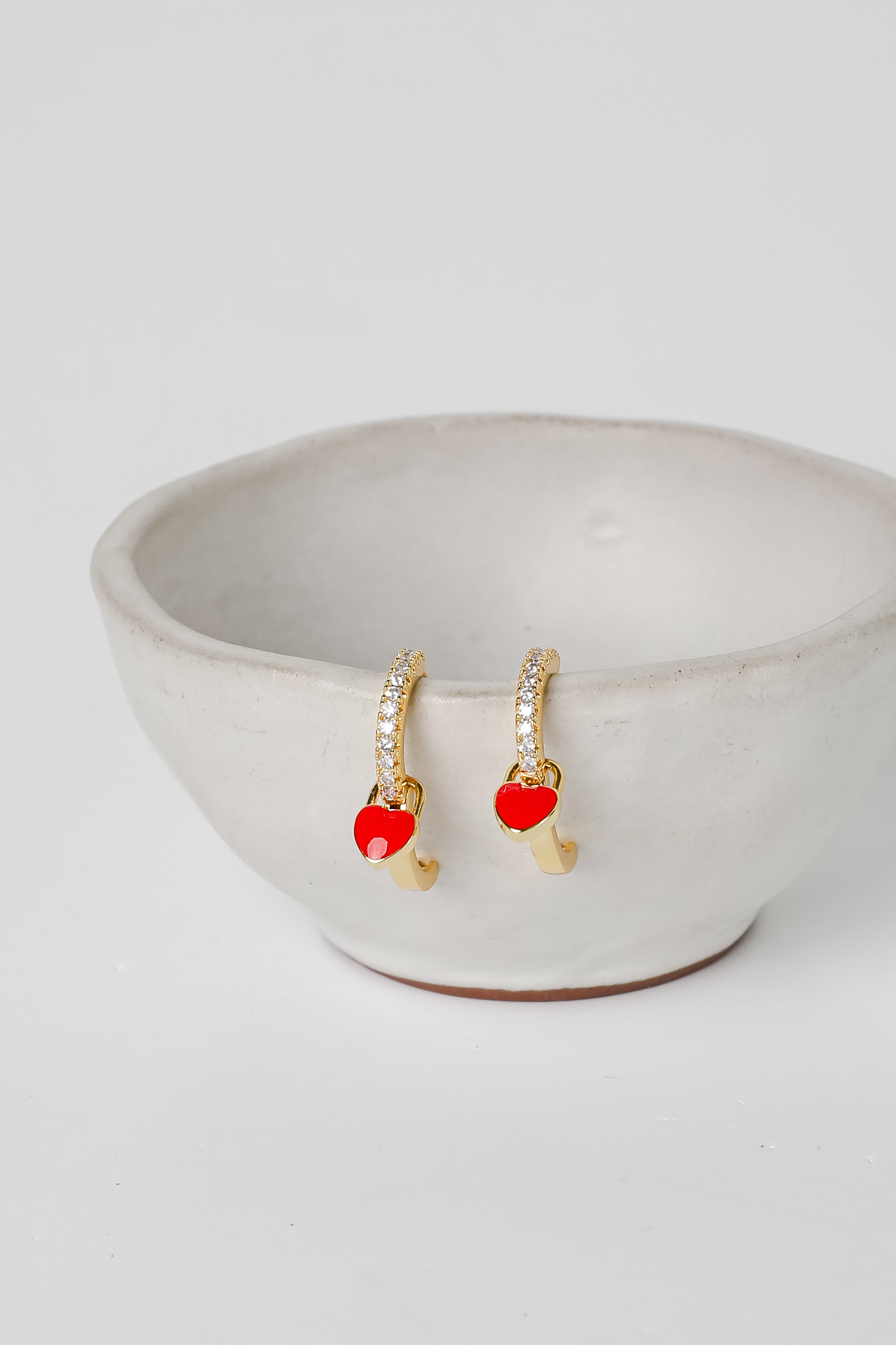 Riley Red Heart Charm Mini Hoop Earrings