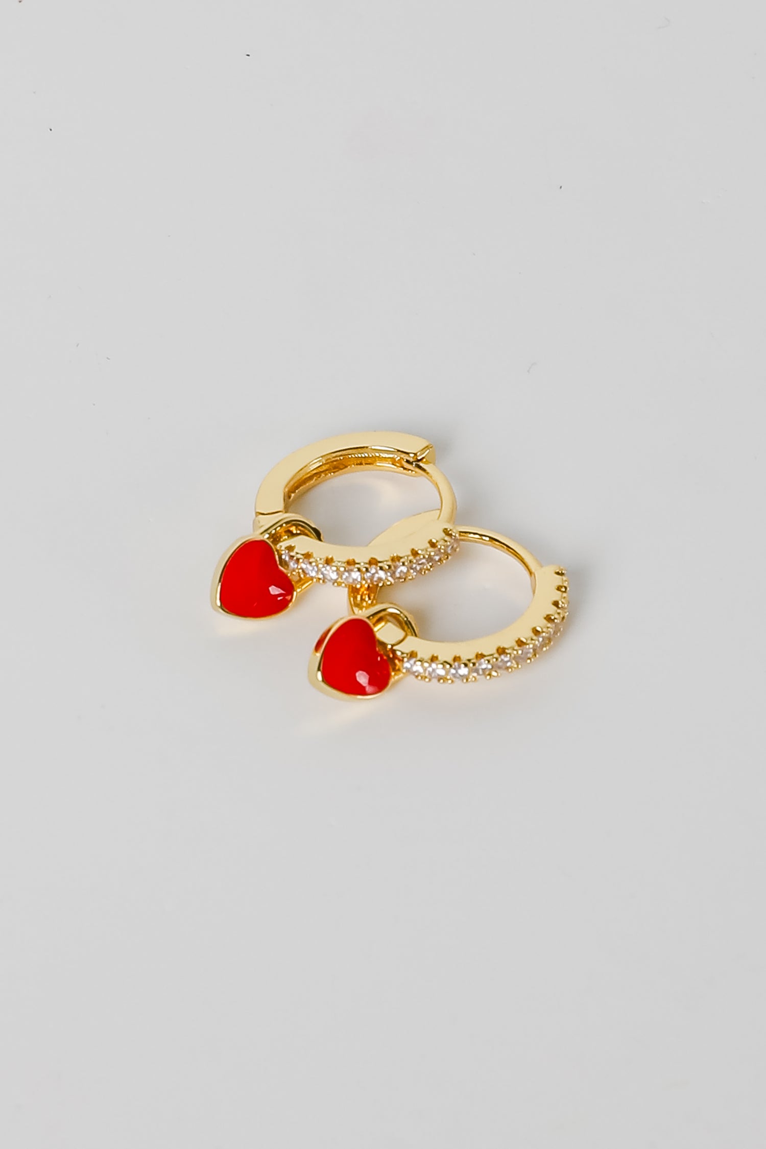 Riley Red Heart Charm Mini Hoop Earrings