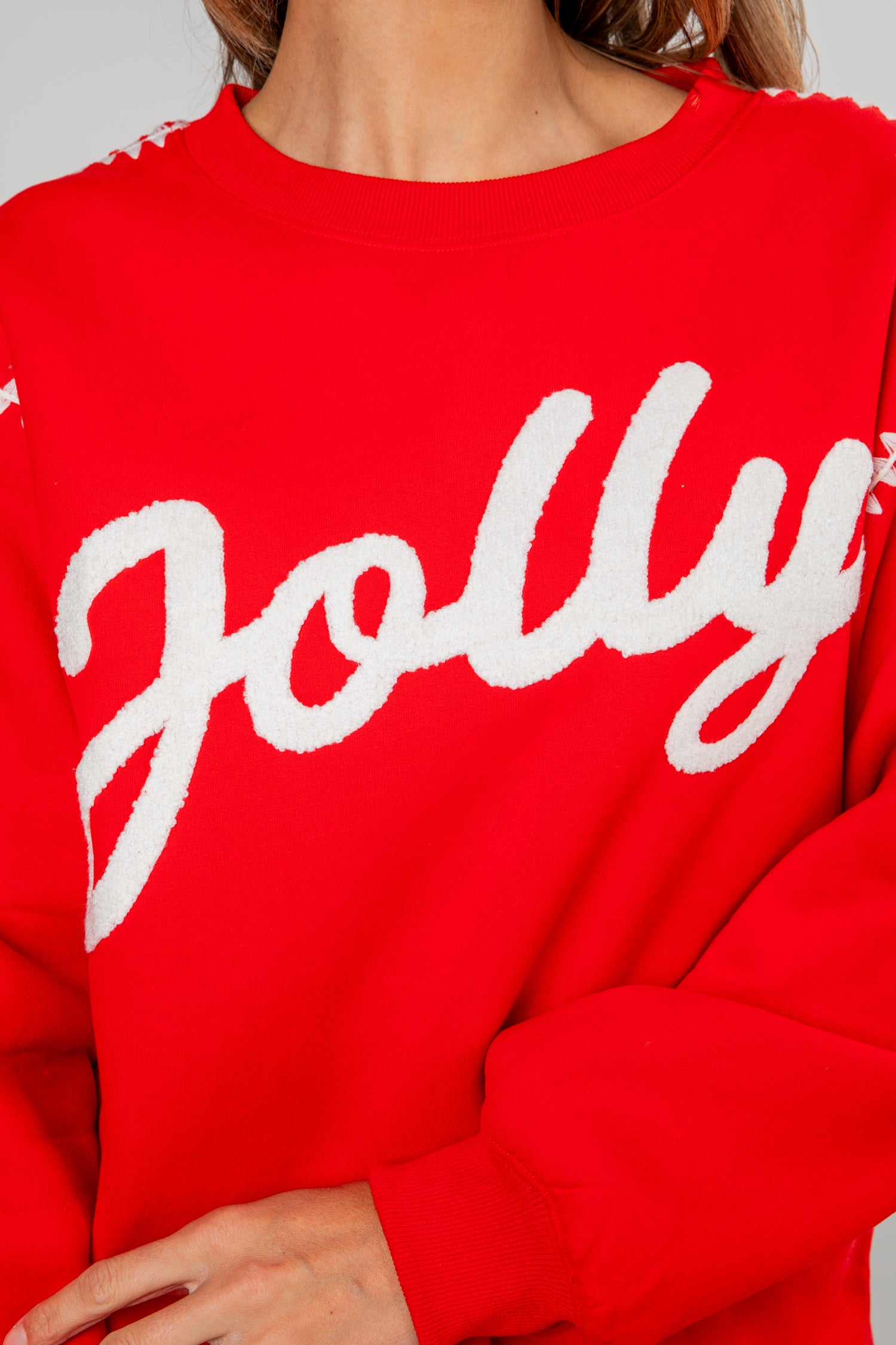 Red sweater with white &