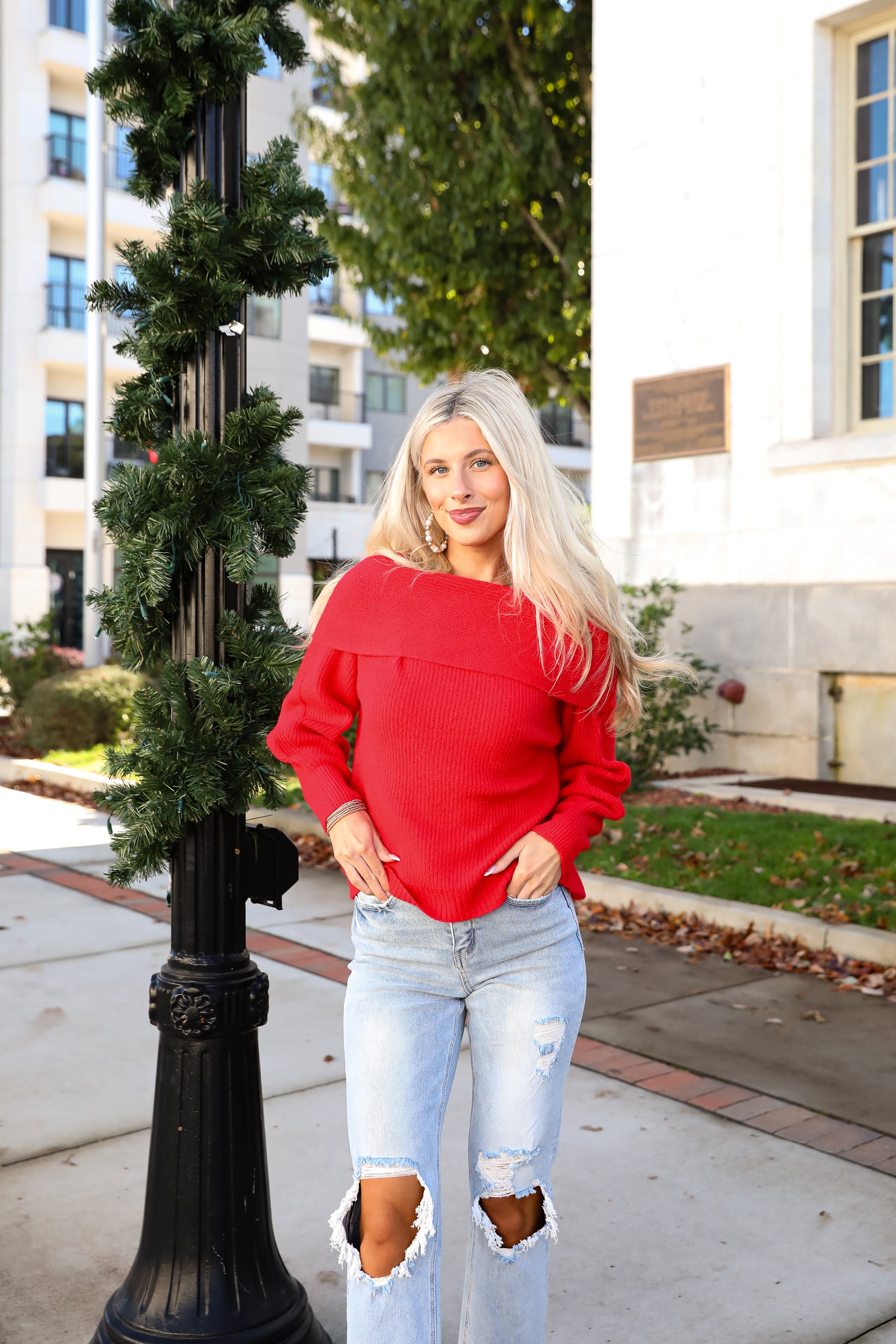 Eternal Heart Off-The-Shoulder Sweater