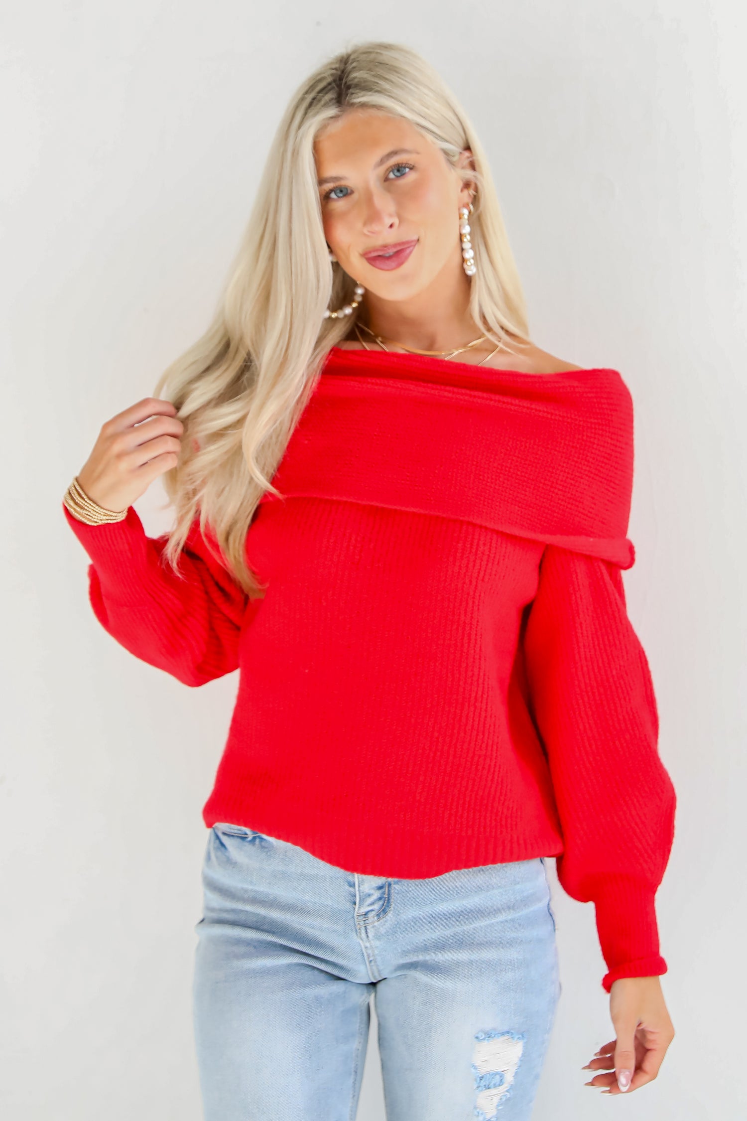 Eternal Heart Off-The-Shoulder Sweater