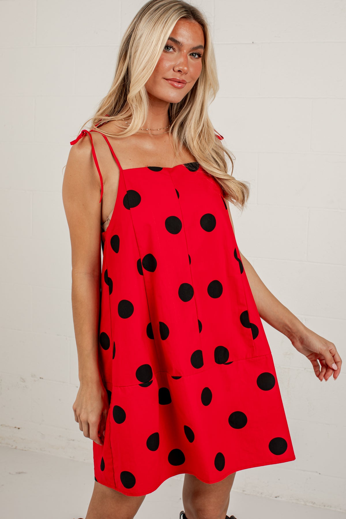 Rally In Red Polka Dot Mini Dress
