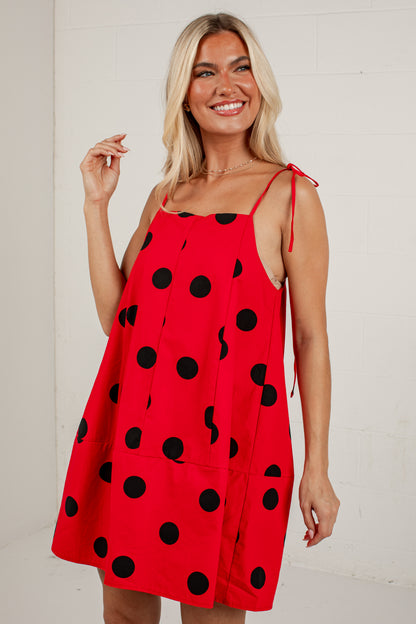 Rally In Red Polka Dot Mini Dress
