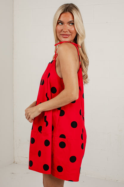 Rally In Red Polka Dot Mini Dress