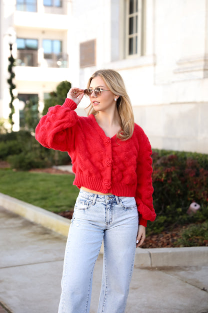 Charismatic Romantic Red Sweater Cardigan