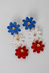 Emery Red Straw Flower Drop Earrings