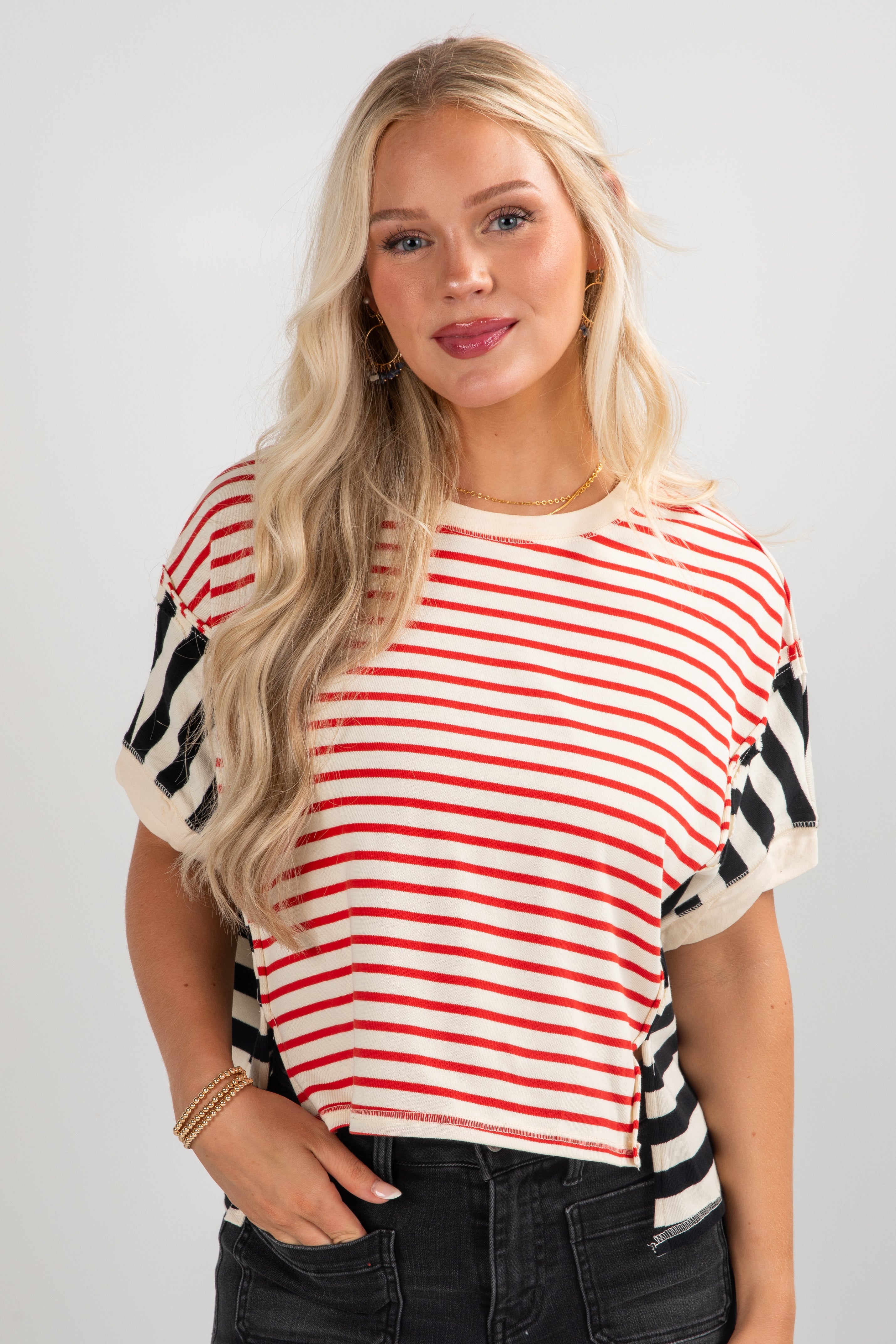 red striped top