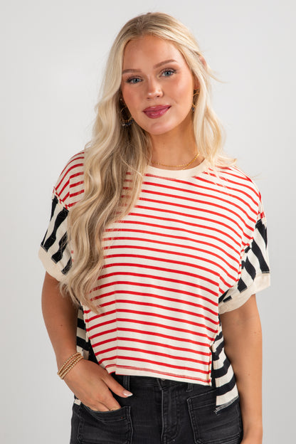 red striped top