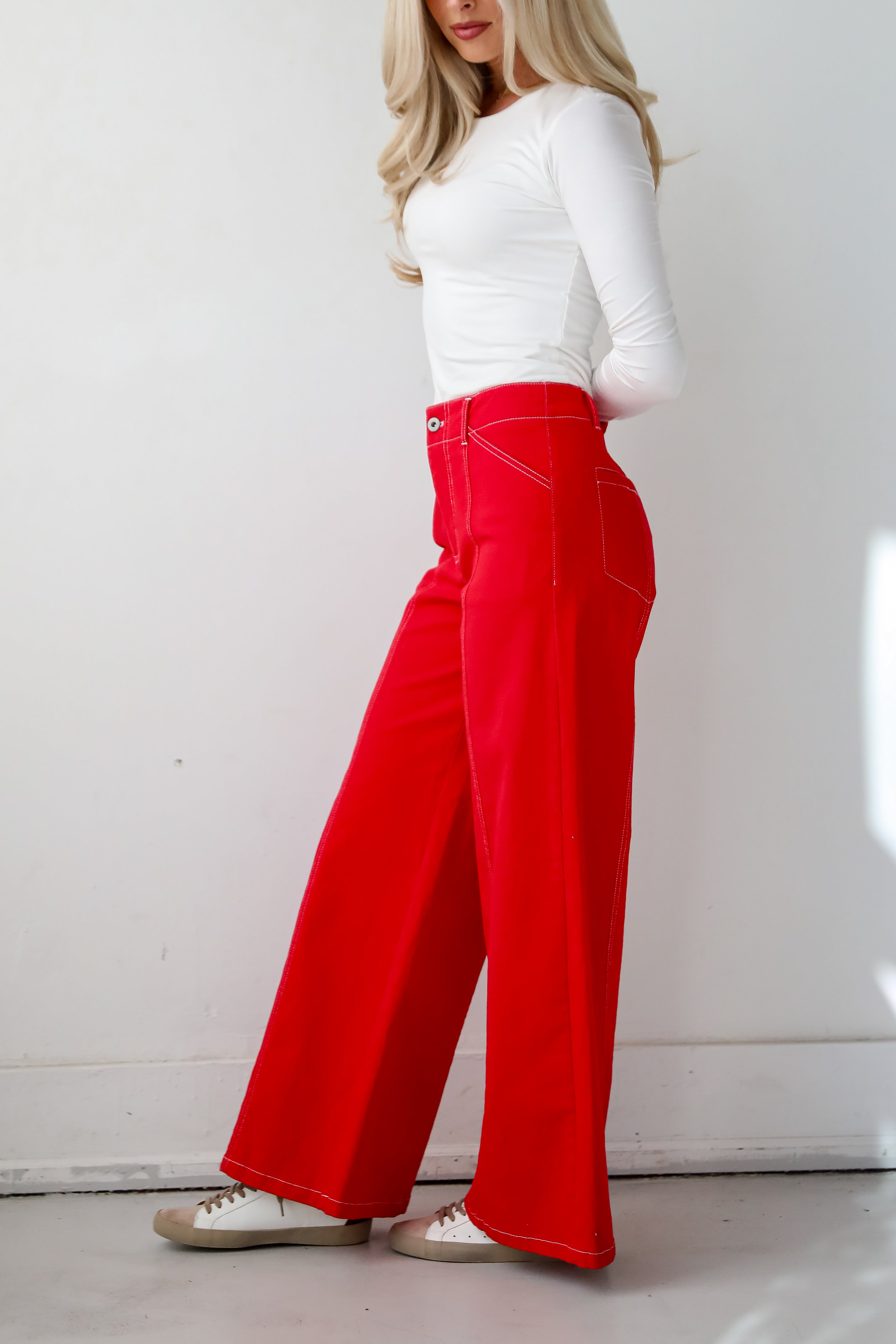 Chic Consideration Red Wide Leg Pants