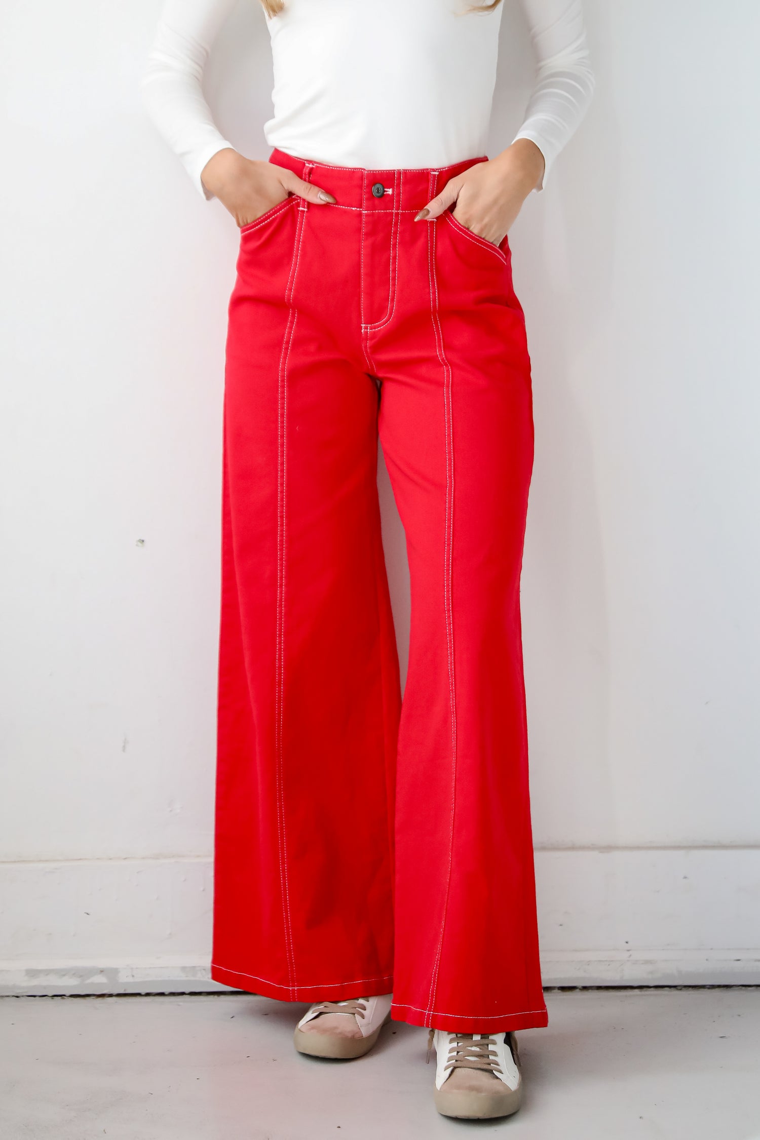 Chic Consideration Red Wide Leg Pants