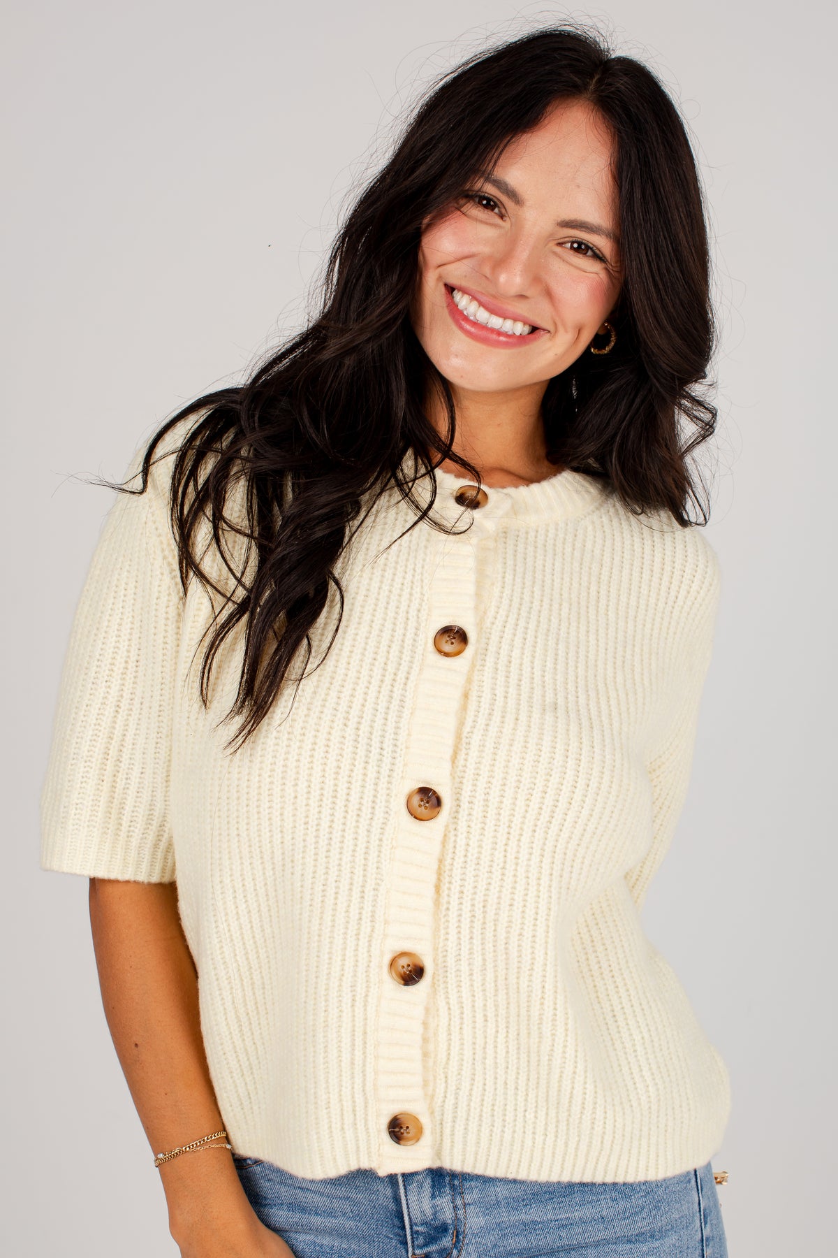 Little Joys Yellow Button Front Sweater