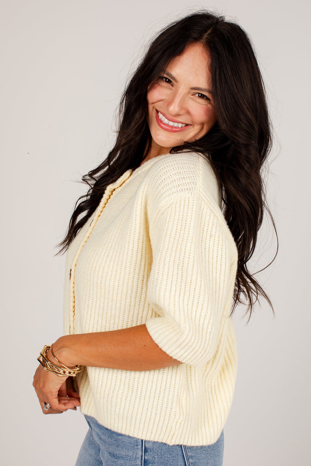 Little Joys Yellow Button Front Sweater
